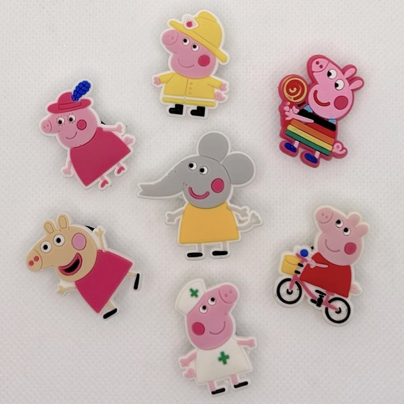 BOGO!! Crocs Style Shoe Charms Jibbitz Peppa Pig & Friends 7pc Set NEW - Picture 2 of 5
